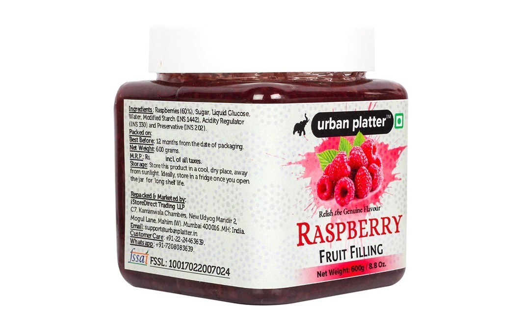 Urban Platter Raspberry Fruit Filling    Plastic Jar  600 grams